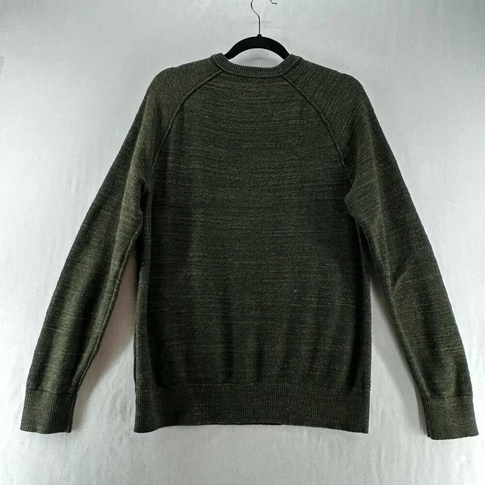 GAP Pullover Sweater Men M Crew Neck Cotton Knit Long Sleeve Heather Olive Green